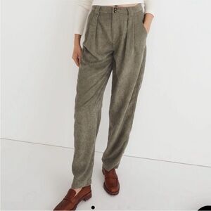 Madewell Olive Straight-Leg High-Rise Trousers